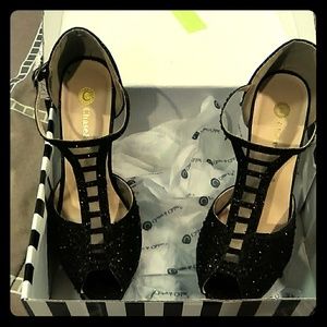 Black glittery shoes